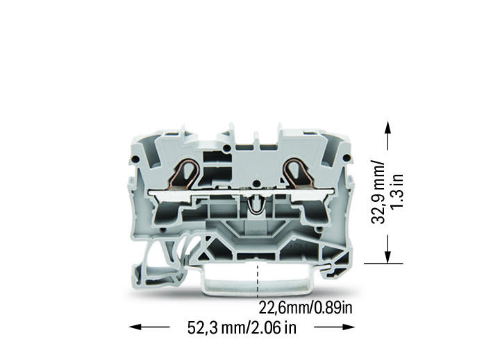 WAGO Prolazna klema za 2 provodnika - Za provodnike 4 mm2 - Nominalna struja 32 A - Centralno i bočno označavanje - Za DIN-šinu 35 x 15 i 35 x 7.5 - 2004-1201