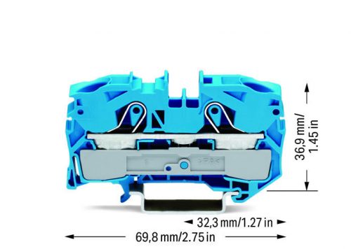 WAGO Prolazna klema za 2 provodnika - Za provodnike 16 mm2 - Nominalna struja 76 A - Centralno i bočno označavanje - Za DIN-šinu 35 x 15 i 35 x 7.5 - 2016-1204