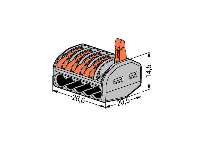 WAGO Kompaktna kratkospojna klema - za 5-provodnika - sa polugama - Maksimalna radna temperatura 85°C - 222-415