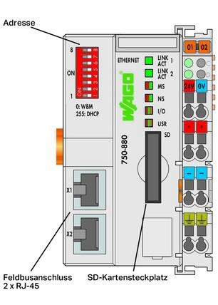 WAGO Kontroler Ethernet - 3-generacija - SD kartica Telecontrol tehnologija - za ekstremne temperature - 750-880/025-001