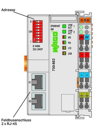 WAGO Kontroler Ethernet - 3-generacija - Media Redundancy protokol - 750-882